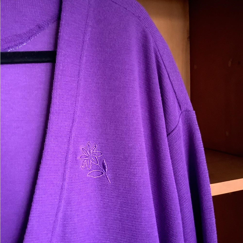 Vintage Jantzen Cardigan Sweater Size XL Purple 90s Retro Preppy Button Up - Picture 3 of 13